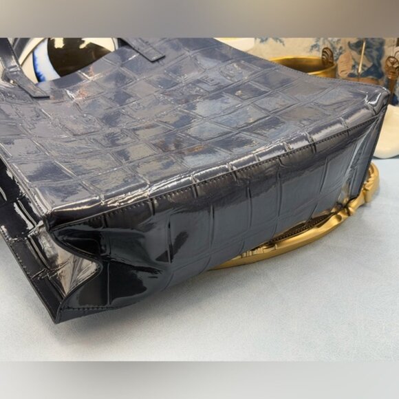 🆕 TED BAKER 🧿 NWOT CROCCON Eco Croc Leather Large Icon Tote Bag, Dark Blue - Picture 11 of 12